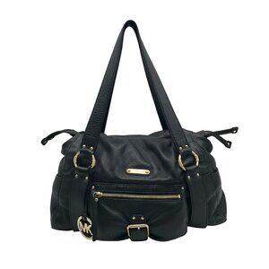 Michael Kors Black Leather Gold Accent Shoulder Bag